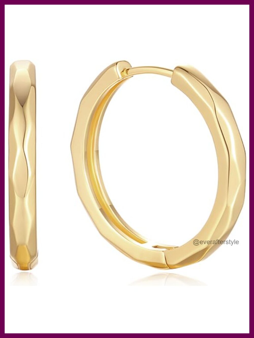 14K Gold Plated Huggie Hoop Earrings Geometric Rhombic Cut Women's Jewelry